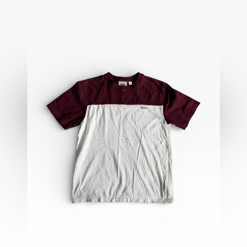 Vans Maroon and Cream Colorblock T-Shirt